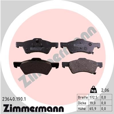 Bromsbeläggsats, Framaxel Zimmermann 23640.190.1 ZIMMERMANN
