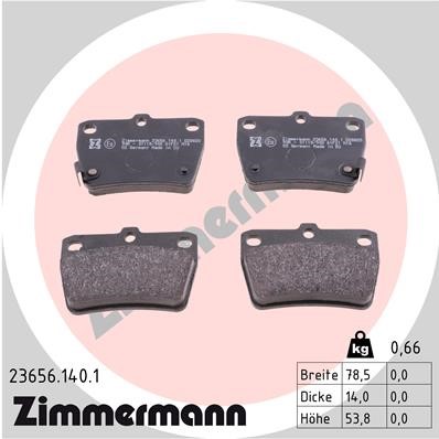 Bromsbeläggsats, Bakaxel Zimmermann 23656.140.1 ZIMMERMANN