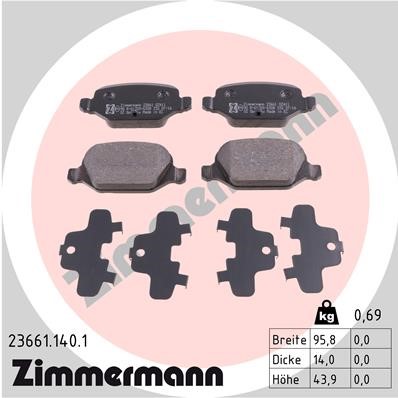 Bromsbeläggsats, Bakaxel Zimmermann 23661.140.1 ZIMMERMANN