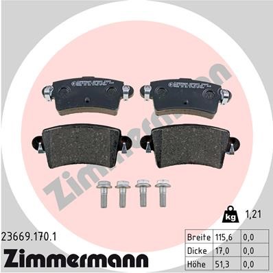 Bromsbeläggsats, Bakaxel Zimmermann 23669.170.1 ZIMMERMANN