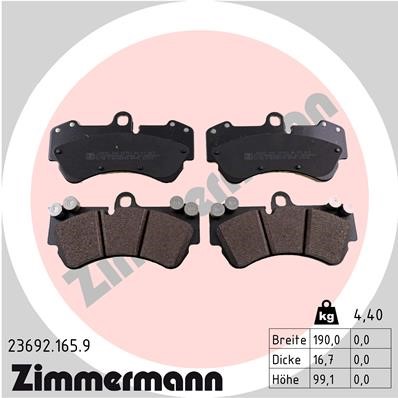 Bromsbeläggsats, Framaxel Zimmermann Pb:z 23692.165.9 ZIMMERMANN