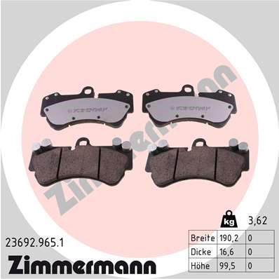 Bromsbeläggsats, Framaxel Zimmermann Rd:z 23692.965.1 ZIMMERMANN