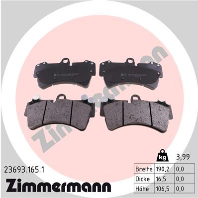 Bromsbeläggsats, Framaxel Zimmermann 23693.165.1 ZIMMERMANN