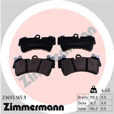 Bromsbeläggsats, Framaxel Zimmermann Pb:z 23693.165.9 ZIMMERMANN