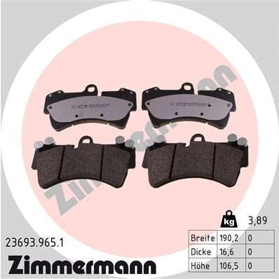 Bromsbeläggsats, Framaxel Zimmermann Rd:z 23693.965.1 ZIMMERMANN