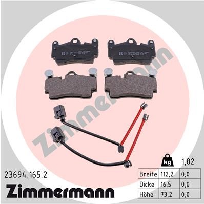Bromsbeläggsats, Bakaxel Zimmermann 23694.165.2 ZIMMERMANN