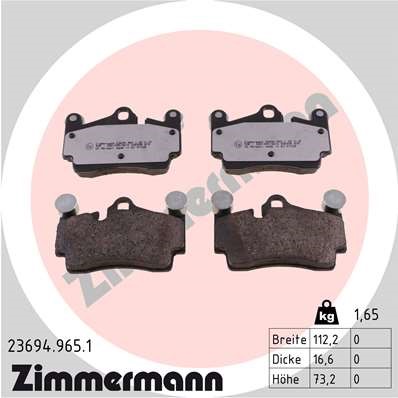 Bromsbeläggsats, Bakaxel Zimmermann Rd:z 23694.965.1 ZIMMERMANN