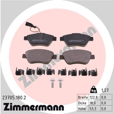 Bromsbeläggsats, Framaxel Zimmermann 23705.180.2 ZIMMERMANN