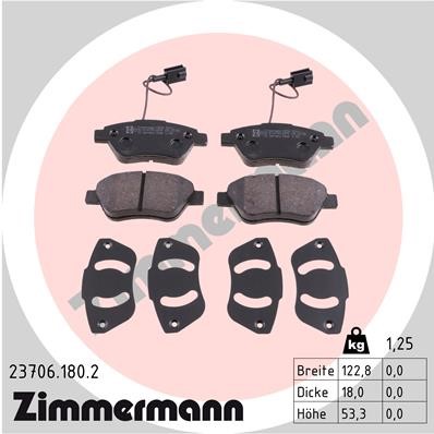 Bromsbeläggsats, Framaxel Zimmermann 23706.180.2 ZIMMERMANN