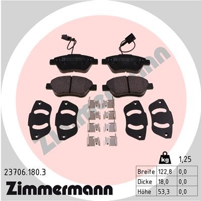 Bromsbeläggsats, Framaxel Zimmermann 23706.180.3 ZIMMERMANN