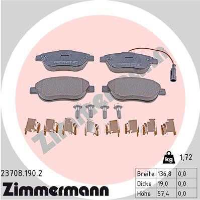 Bromsbeläggsats, Framaxel Zimmermann 23708.190.2 ZIMMERMANN