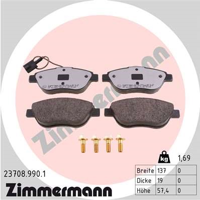 Bromsbeläggsats, Framaxel Zimmermann Rd:z 23708.990.1 ZIMMERMANN
