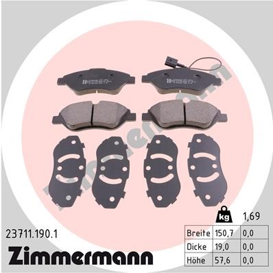 Bromsbeläggsats, Framaxel Zimmermann 23711.190.1 ZIMMERMANN