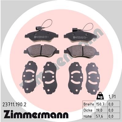 Bromsbeläggsats, Framaxel Zimmermann 23711.190.2 ZIMMERMANN
