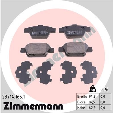Bromsbeläggsats, Bakaxel Zimmermann 23714.165.1 ZIMMERMANN