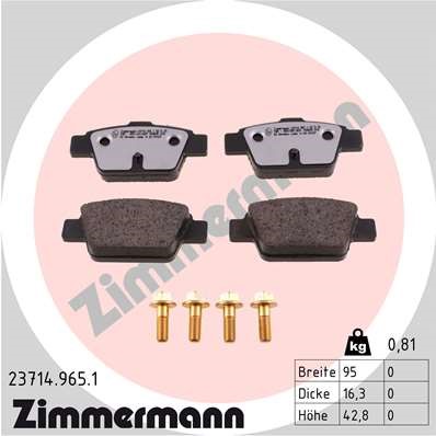 Bromsbeläggsats, Bakaxel Zimmermann Rd:z 23714.965.1 ZIMMERMANN