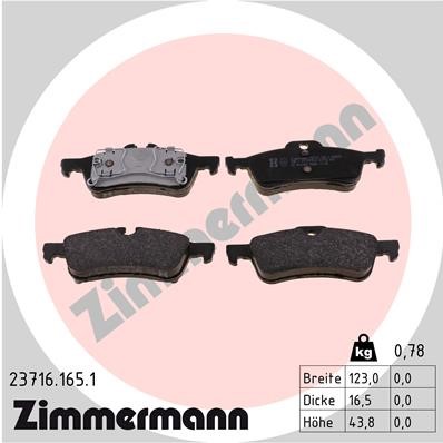 Bromsbeläggsats, Bakaxel Zimmermann 23716.165.1 ZIMMERMANN