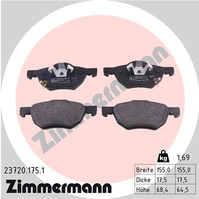 Bromsbeläggsats, Framaxel Zimmermann 23720.175.1 ZIMMERMANN