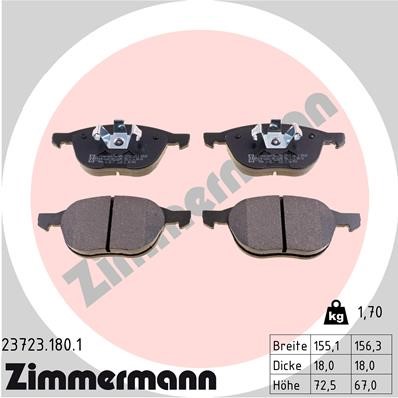 Bromsbeläggsats, Framaxel Zimmermann 23723.180.1 ZIMMERMANN