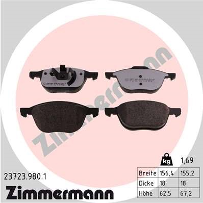 Bromsbeläggsats, Framaxel Zimmermann Rd:z 23723.980.1 ZIMMERMANN