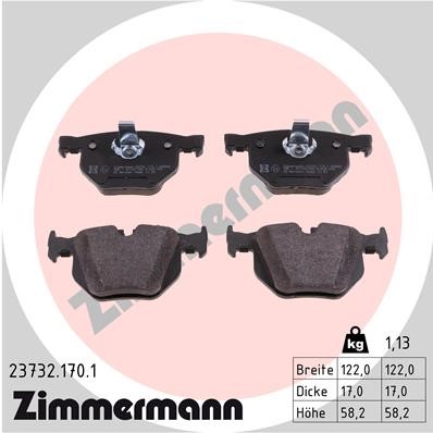Bromsbeläggsats, Bakaxel Zimmermann 23732.170.1 ZIMMERMANN