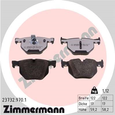 Bromsbeläggsats, Bakaxel Zimmermann Rd:z 23732.970.1 ZIMMERMANN