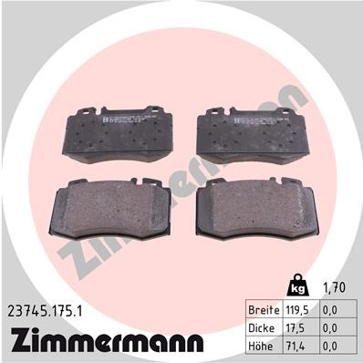 Bromsbeläggsats, Framaxel Zimmermann 23745.175.1 ZIMMERMANN