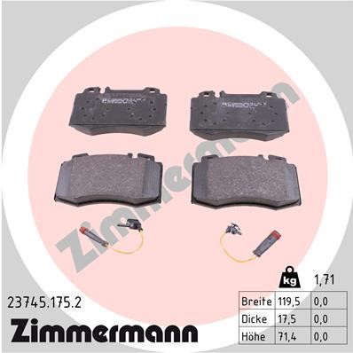 Bromsbeläggsats, Framaxel Zimmermann 23745.175.2 ZIMMERMANN