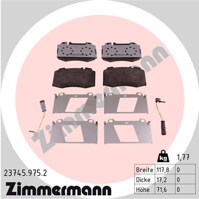 Bromsbeläggsats, Framaxel Zimmermann Rd:z 23745.975.2 ZIMMERMANN