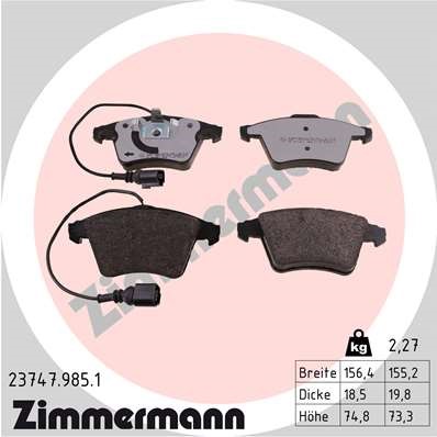 Bromsbeläggsats, Framaxel Zimmermann Rd:z 23747.985.1 ZIMMERMANN