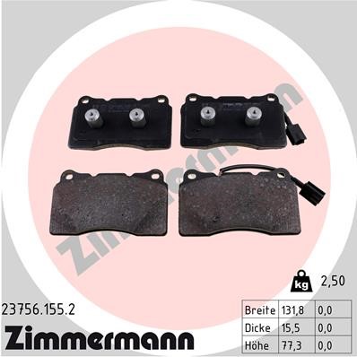 Bromsbeläggsats, Framaxel Zimmermann 23756.155.2 ZIMMERMANN