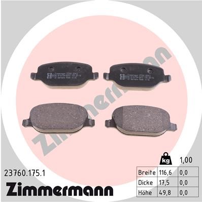 Bromsbeläggsats, Bakaxel Zimmermann 23760.175.1 ZIMMERMANN