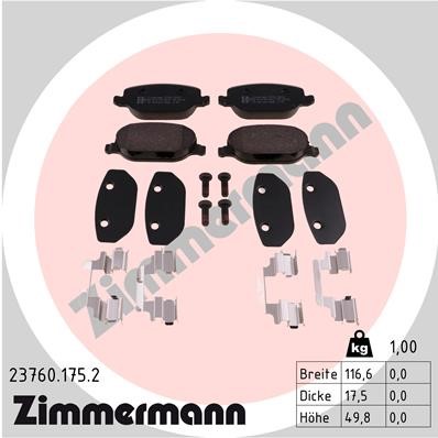 Bromsbeläggsats, Bakaxel Zimmermann 23760.175.2 ZIMMERMANN
