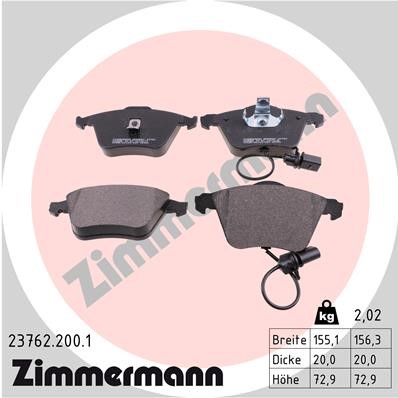 Bromsbeläggsats, Framaxel Zimmermann 23762.200.1 ZIMMERMANN