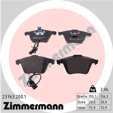 Bromsbeläggsats, Framaxel Zimmermann 23763.200.1 ZIMMERMANN