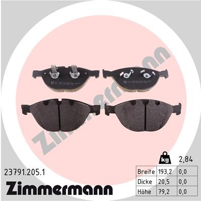 Bromsbeläggsats, Framaxel Zimmermann 23791.205.1 ZIMMERMANN