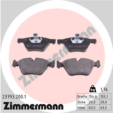 Bromsbeläggsats, Framaxel Zimmermann 23793.200.1 ZIMMERMANN