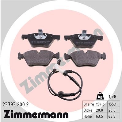 Bromsbeläggsats, Framaxel Zimmermann 23793.200.2 ZIMMERMANN