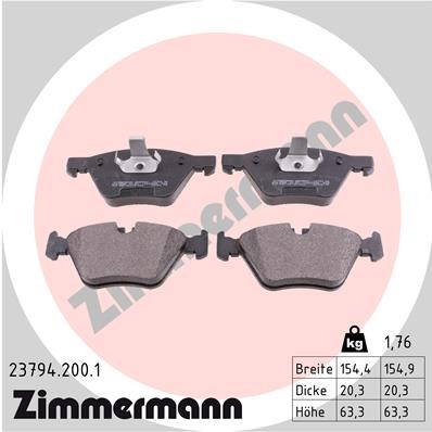 Bromsbeläggsats, Framaxel Zimmermann 23794.200.1 ZIMMERMANN Bromsbeläggsats, Framaxel Zimmermann 23794.200.1 ZIMMERMANN