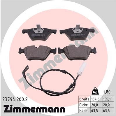 Bromsbeläggsats, Framaxel Zimmermann 23794.200.2 ZIMMERMANN