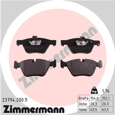Bromsbeläggsats, Framaxel Zimmermann Pb:z 23794.200.9 ZIMMERMANN