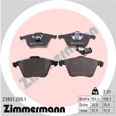 Bromsbeläggsats, Framaxel Zimmermann 23801.200.1 ZIMMERMANN