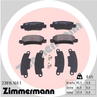 Bromsbeläggsats, Bakaxel Zimmermann 23816.160.1 ZIMMERMANN