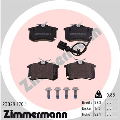 Bromsbeläggsats, Bakaxel Zimmermann 23829.170.1 ZIMMERMANN
