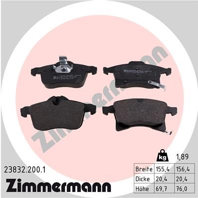 Bromsbeläggsats, Framaxel Zimmermann 23832.200.1 ZIMMERMANN