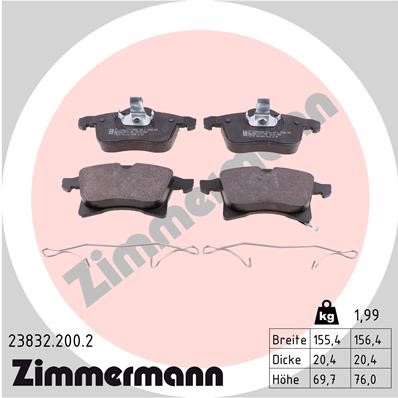 Bromsbeläggsats, Framaxel Zimmermann 23832.200.2 ZIMMERMANN