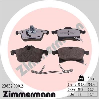 Bromsbeläggsats, Framaxel Zimmermann Rd:z 23832.900.2 ZIMMERMANN