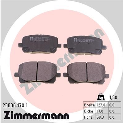 Bromsbeläggsats, Framaxel Zimmermann 23836.170.1 ZIMMERMANN