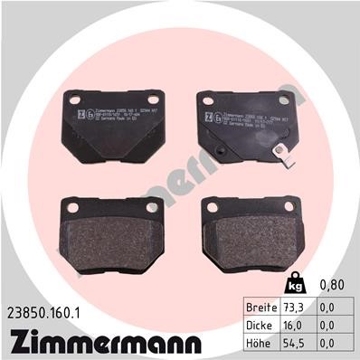 Bromsbeläggsats, Bakaxel Zimmermann 23850.160.1 ZIMMERMANN