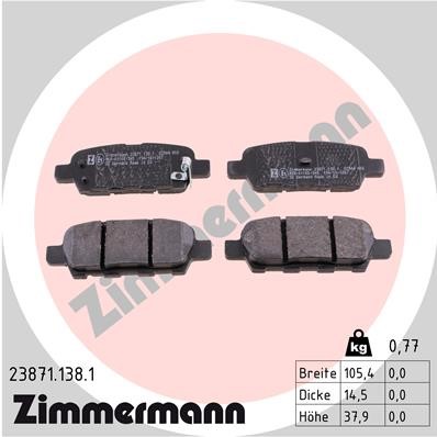 Bromsbeläggsats, Bakaxel Zimmermann 23871.138.1 ZIMMERMANN